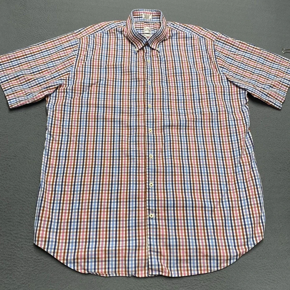 Peter Millar Shirt Mens XL Multicolor Check Short‎ Sleeve Button Down Casual